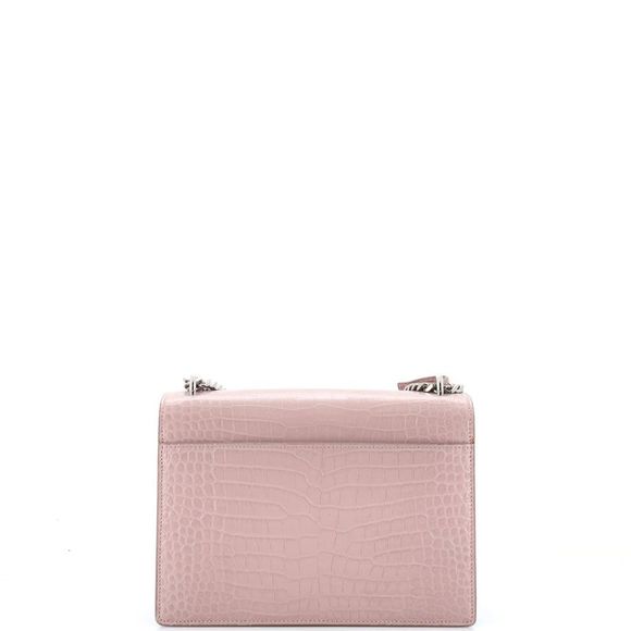 Saint Laurent Sunset Crossbody Bag Crocodile Embossed Leather Medium Neutral - Picture 3 of 6